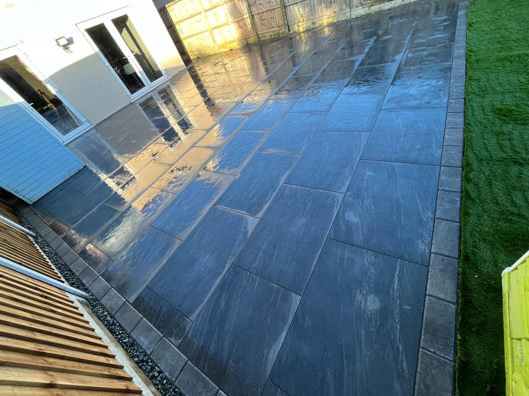 Anthracite Porcelain Patios with Connecting Path finished photo 9