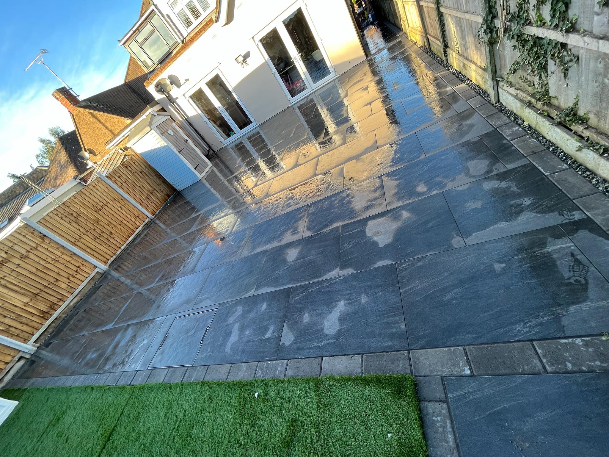 Anthracite Porcelain Patios with Connecting Path finished photo 12