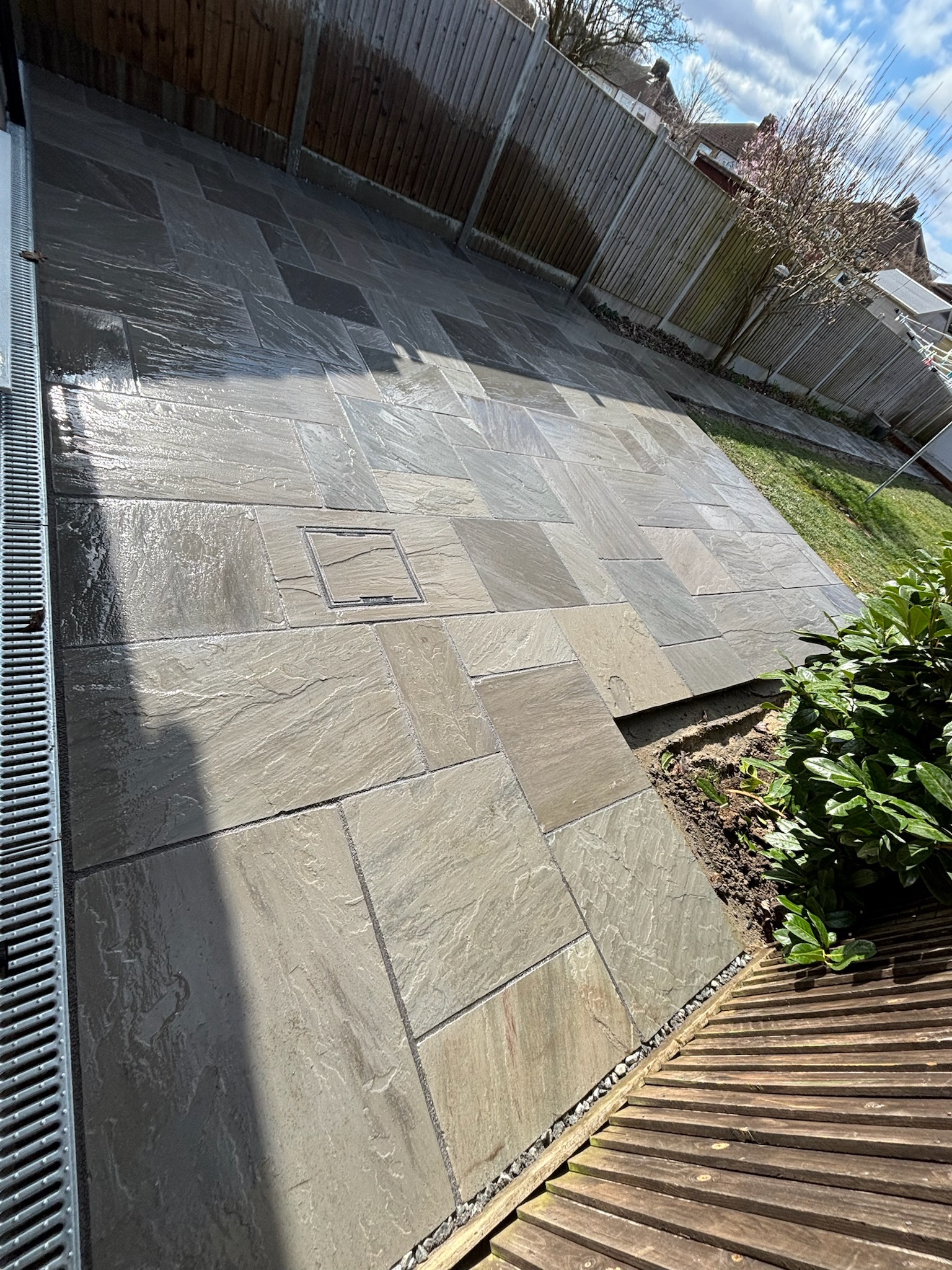 Kandla Grey Sandstone Patio — Before and After finished photo 7