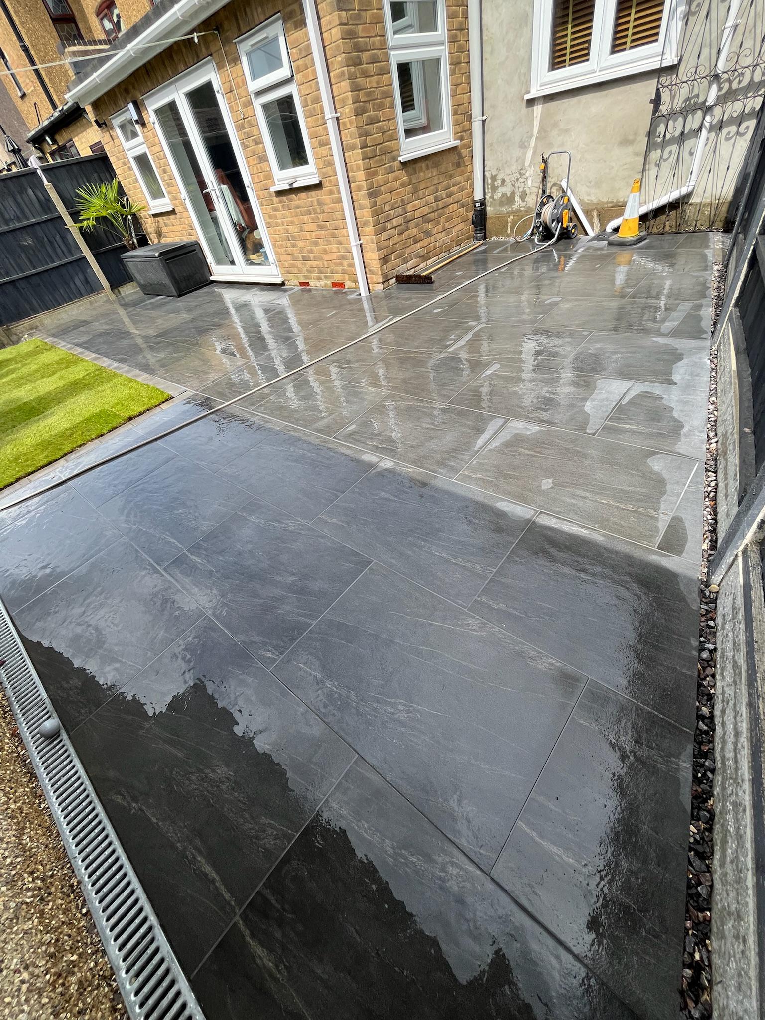 Extended Anthracite Porcelain Patio finished photo 2