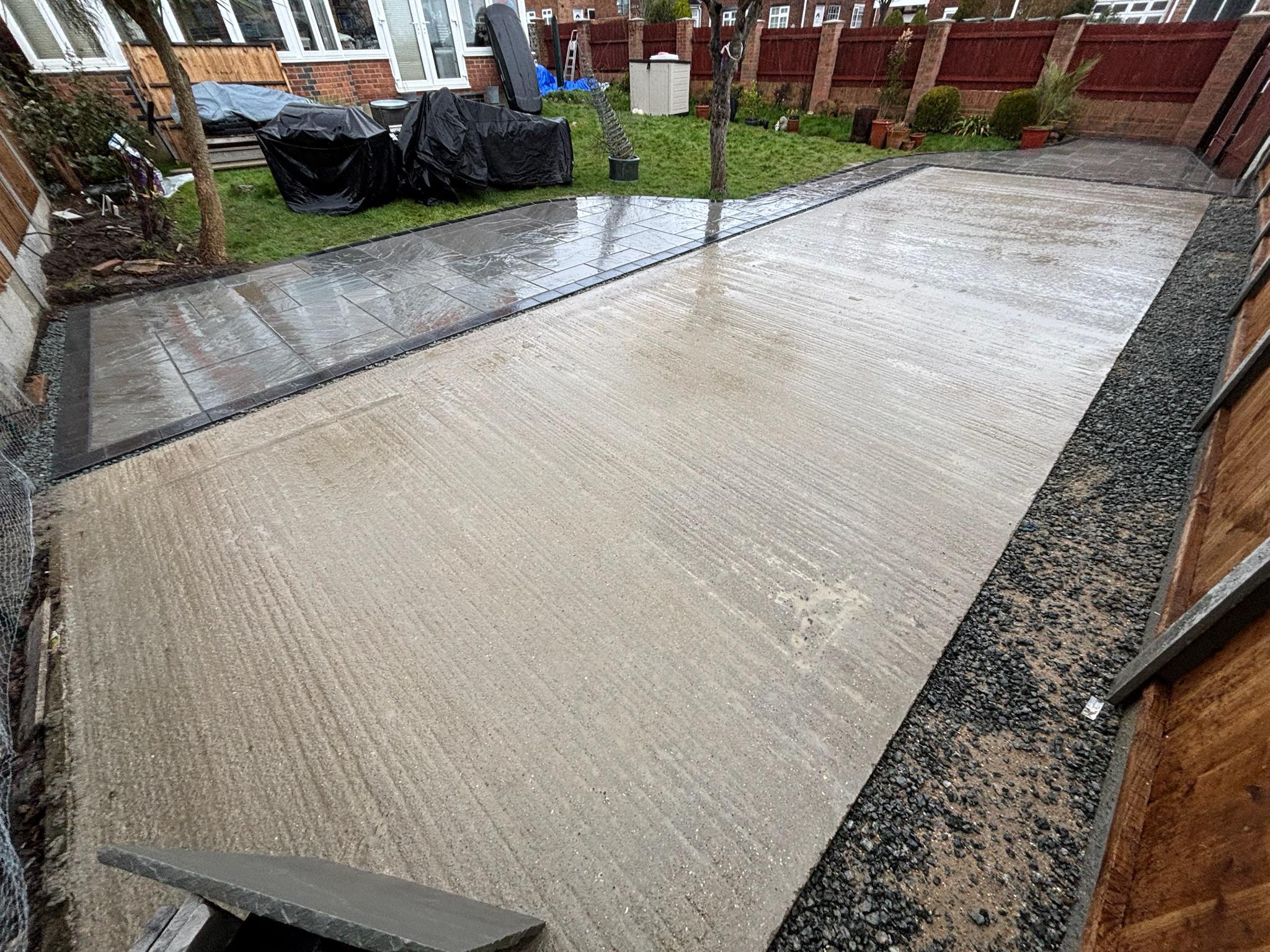 Kandla Grey Indian Sandstone Patio with Charcoal Border finished photo 2