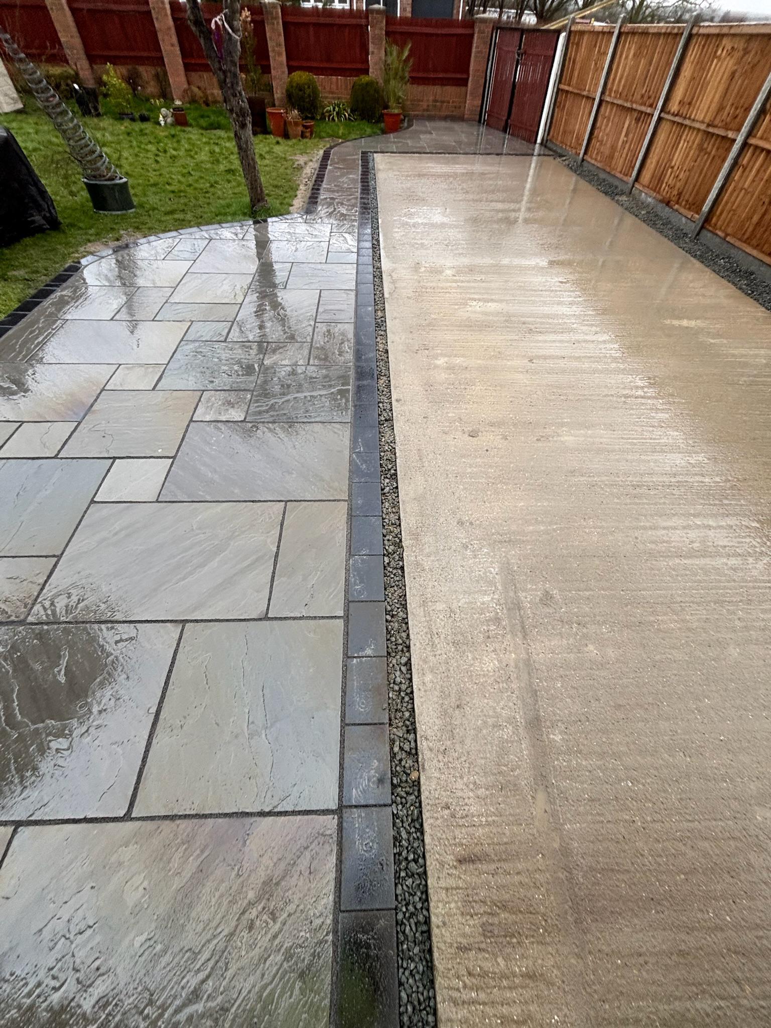 Kandla Grey Indian Sandstone Patio with Charcoal Border finished photo 6