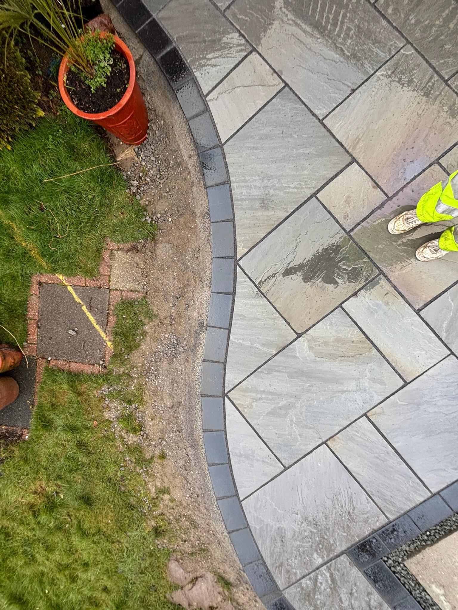 Kandla Grey Indian Sandstone Patio with Charcoal Border finished photo 10