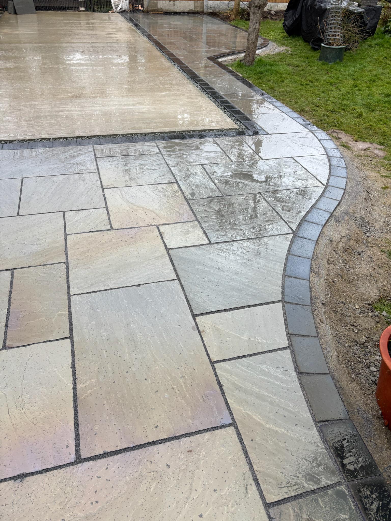 Kandla Grey Indian Sandstone Patio with Charcoal Border